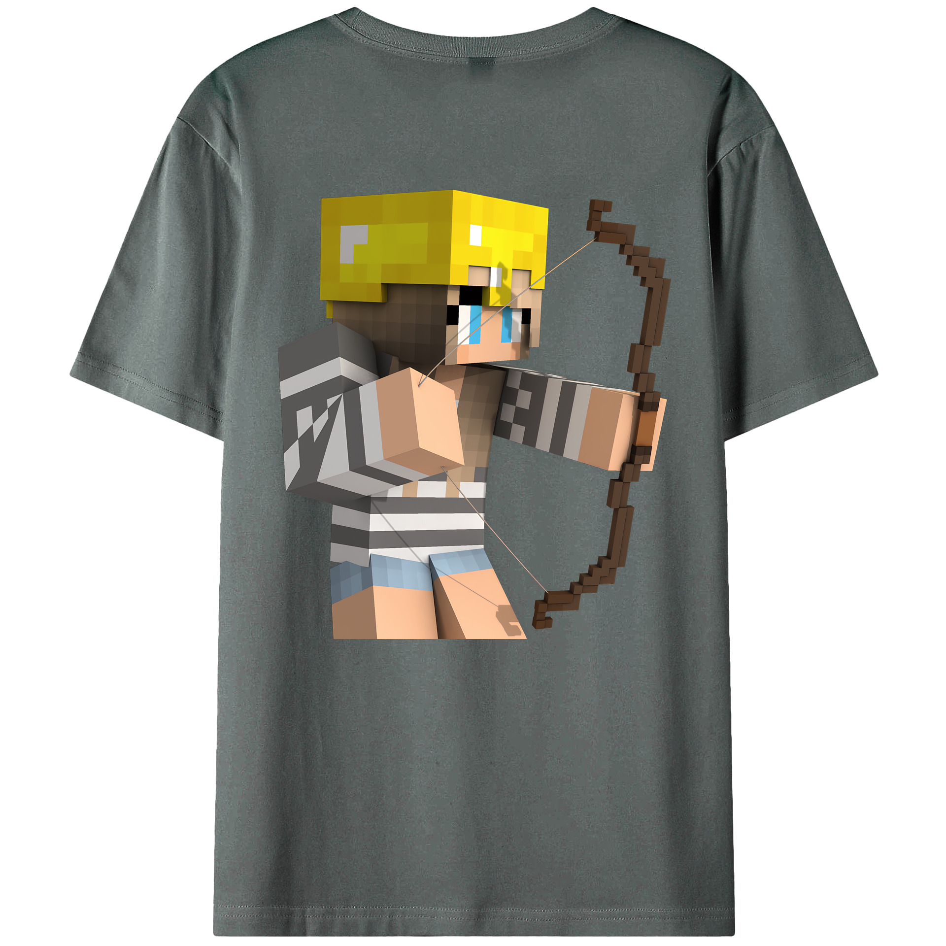 （画像用） マインクラフト ブロックの世界 Minecraft MC Block world 綿100％ メンズ半袖Tシャツ（バックプリント） 通気性